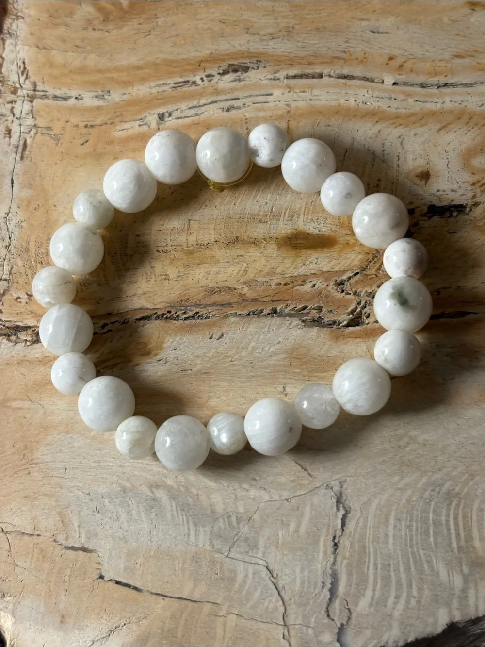 White Agate Gemstone Beaded Stretch Bracelet